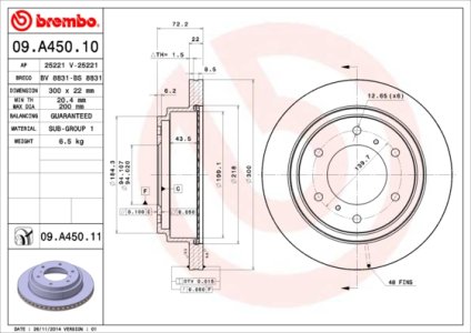 Tarcza hamulcowa BREMBO 09.A450.11 MR418067