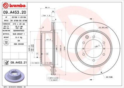 Tarcza hamulcowa BREMBO 09.A453.21 52710H1000