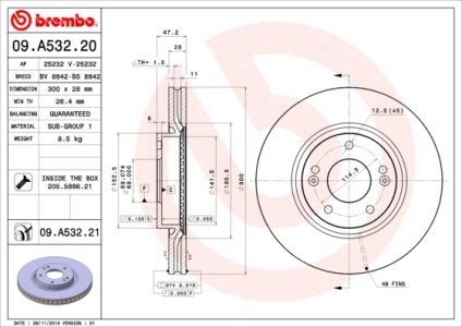 Tarcza hamulcowa BREMBO 09.A532.21 517122L500