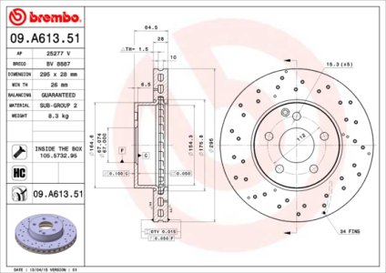 Tarcza hamulcowa BREMBO 09.A613.51 2044210912