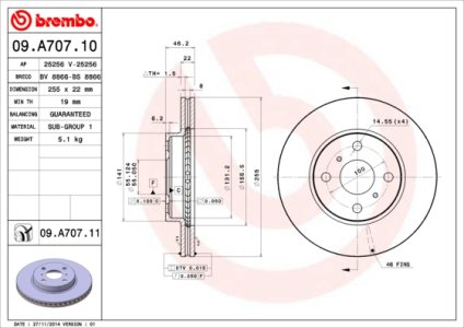 Tarcza hamulcowa BREMBO 09.A707.11 4351252120