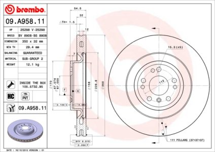 Tarcza hamulcowa BREMBO 09.A958.11 1664210712