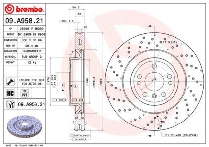 Tarcza hamulcowa BREMBO 09.A958.21 1664211012
