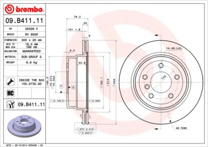 Tarcza hamulcowa BREMBO 09.B411.11 34216778049