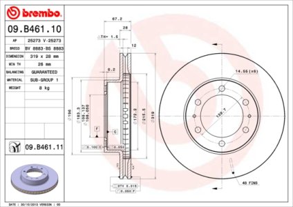 Tarcza hamulcowa BREMBO 09.B461.11 4351204052