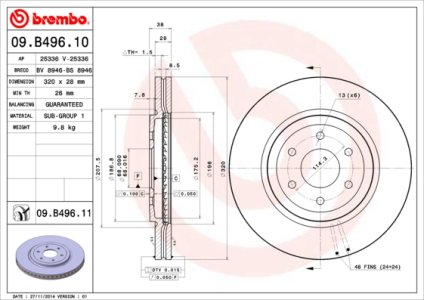 Tarcza hamulcowa BREMBO 09.B496.11 40206EB320
