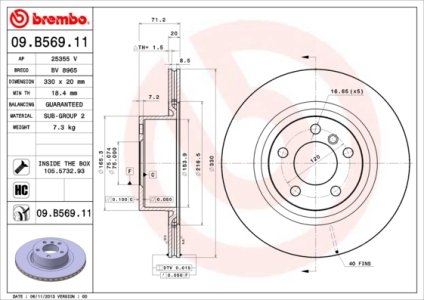 Tarcza hamulcowa BREMBO 09.B569.11 34206790362
