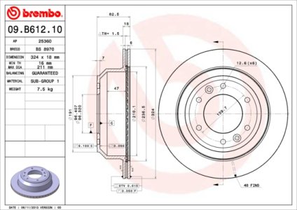 Tarcza hamulcowa BREMBO 09.B612.10 584114H300
