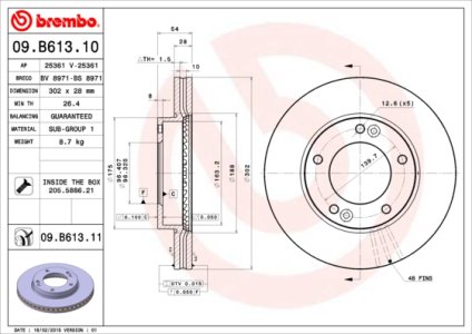 Tarcza hamulcowa BREMBO 09.B613.11 517123E500
