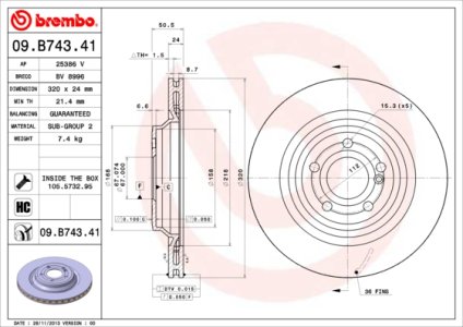 Tarcza hamulcowa BREMBO 09.B743.41 2314230412