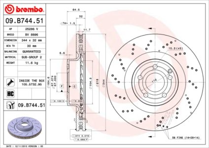 Tarcza hamulcowa BREMBO 09.B744.51 1724210212