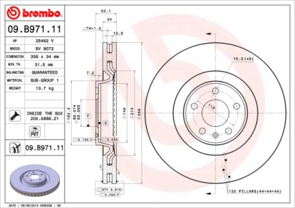 Tarcza hamulcowa BREMBO 09.B971.11 4G0615301A