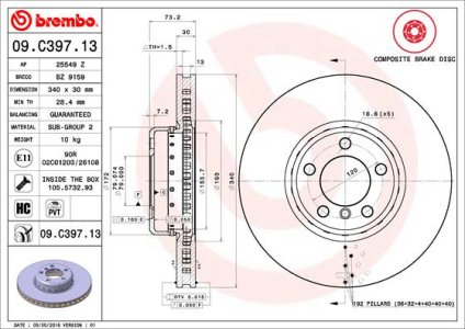 Tarcza hamulcowa BREMBO 09.C397.13 34116792223