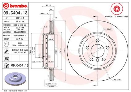 Tarcza hamulcowa BREMBO 09.C404.13 34216775289