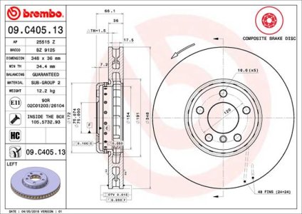 Tarcza hamulcowa BREMBO 09.C405.13 34116785669
