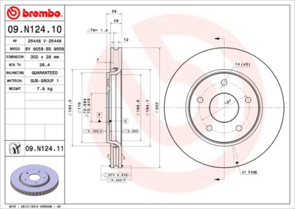 Tarcza hamulcowa BREMBO 09.N124.11 4721933AB