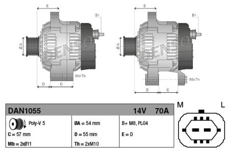 Alternator DENSO DAN1055 6204256