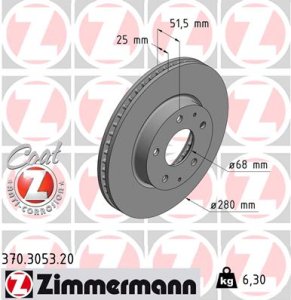 Tarcza hamulcowa ZIMMERMANN 370.3053.20 B45A33251A