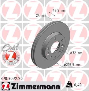 Tarcza hamulcowa ZIMMERMANN 370.3072.20 GF3Y3325X