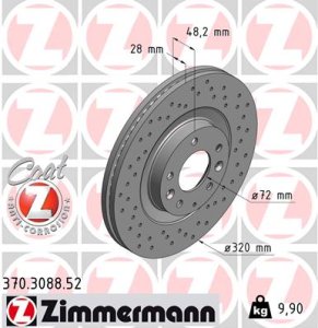 Tarcza hamulcowa ZIMMERMANN 370.3088.52 EH143325XA