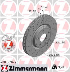 Tarcza hamulcowa ZIMMERMANN 400.3694.20 2464212712