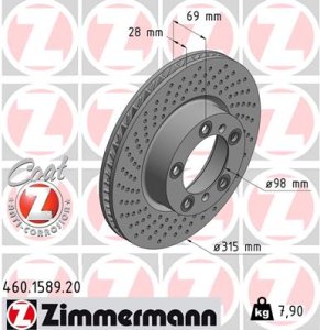 Tarcza hamulcowa ZIMMERMANN 460.1589.20 98135140101