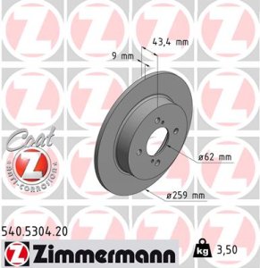Tarcza hamulcowa ZIMMERMANN 540.5304.20 5561171L01