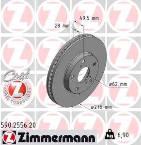 Tarcza hamulcowa ZIMMERMANN 590.2556.20 4351233040