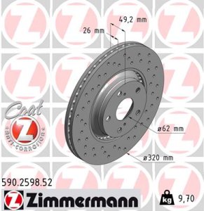 Tarcza hamulcowa ZIMMERMANN 590.2598.52 4351205090