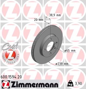 Tarcza hamulcowa ZIMMERMANN 600.1594.20 321615301C