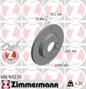 Tarcza hamulcowa ZIMMERMANN 600.1602.20 357615301
