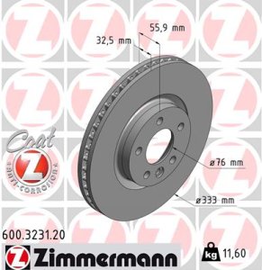 Tarcza hamulcowa ZIMMERMANN 600.3231.20 7H0615301F