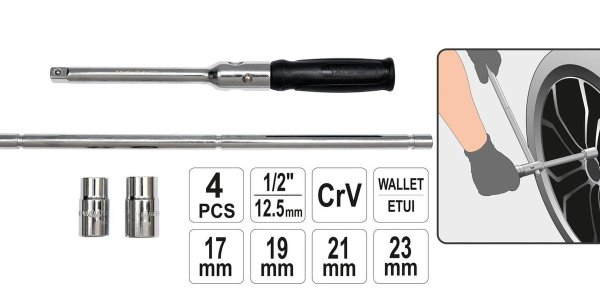 SKŁADANY KLUCZ DO KÓŁ 17X19X21X23 YATO YT08035 58023N W ETUI 