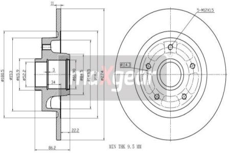 TARCZA HAM. RENAULT T. GRAND SCENIC 09- KPL Z ŁOŻYSKIEM ABS