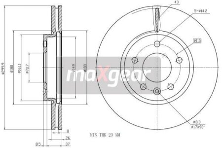 TARCZA HAM. OPEL P. ASTRA 09- KOŁA 16 CALI