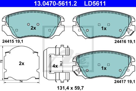 Klocki hamulcowe ATE 13-0470-5611-2 1605236