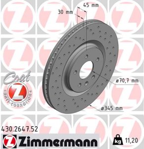 Tarcza hamulcowa ZIMMERMANN 430264752 13521006  OPEL INSIGNIA B  17- przód