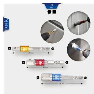 ZESTAW ADAPTERÓW CZTEROKĄTNYCH 1/4 + 3/8 + 1/2