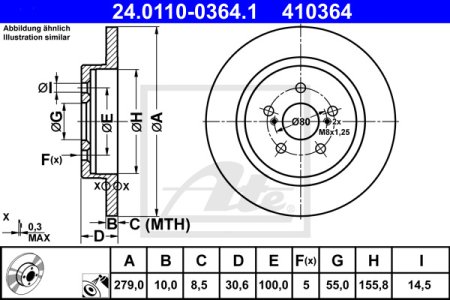 Tarcza hamulcowa ATE 24-0110-0364-1 4243152160