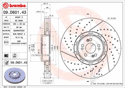 TARCZA HAMULC. MERCEDES V167 GLE 19- PRZÓD