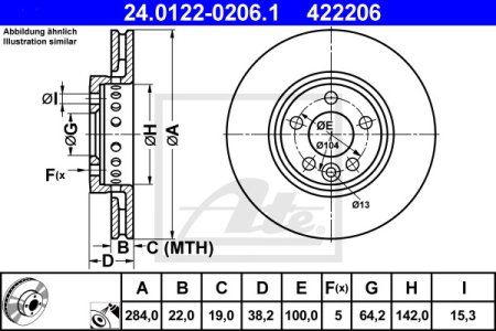 Tarcza hamulcowa ATE 24-0122-0206-1 GBD90844