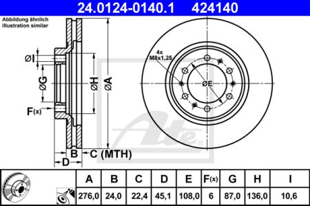 Tarcza hamulcowa ATE 24-0124-0140-1 MB618716
