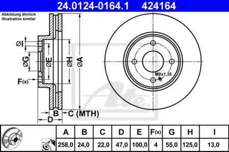 Tarcza hamulcowa ATE 24-0124-0164-1 BJ1Y3325X