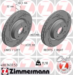 Tarcza hamulcowa ZIMMERMANN 400363753 2114211012 MERCEDES W211 E-KLASA  02-09