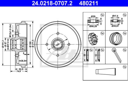 Bęben hamulcowy ATE 24-0218-0707-2 191501615B