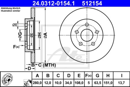 Tarcza hamulcowa ATE 24-0312-0154-1 4179406