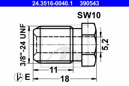 KOŃCOWKA PRZEWODU HAMULCOWEGO 3/8 CALA X 24 ATE 24351600401 K115