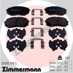 Klocki hamulcowe ZIMMERMANN 25205 170 2 581013ZA10 HYUNDAI I40  11- PRZÓD