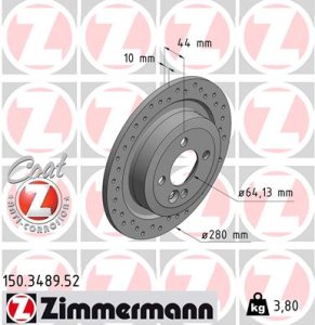 Tarcza hamulcowa ZIMMERMANN 150348952 34216784389 MINI JOHN COOPER WORKS  07- tył