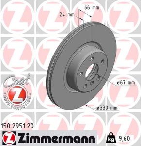 Tarcza hamulcowa ZIMMERMANN 150295120 34116860907 BMW 5 G30,F90  16- przód